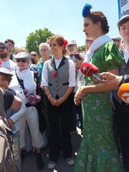 Las candidatas de Más Madrid, Mónica García y Rita Maestre, en la Pradera de San Isidro