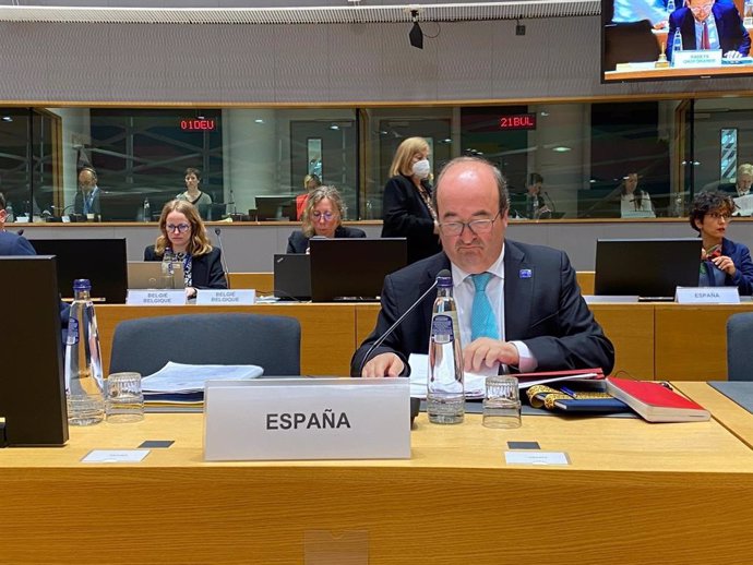 El ministro de Cultura y Deporte Miquel Iceta durante su participación en el Consejo Europeo de Educación, Juventud, Cultura y Deporte