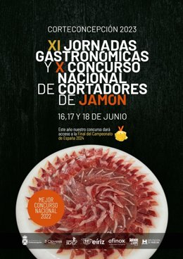Cartel de X Concurso de Cortadores Mixto de Jamón de Corteconcepción  y de las XI Jornadas gastronómicas.