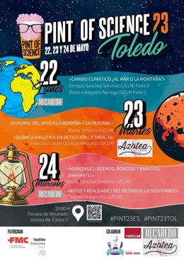 Cartel del festival internacional de divulgación científica en bares Pint of Science