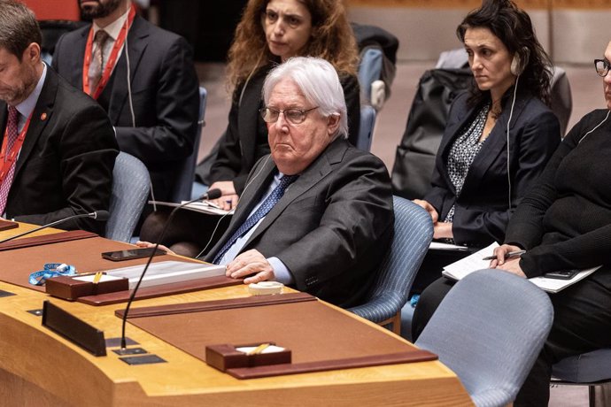 Archivo - February 6, 2023, New York, New York, United States: Martin Griffiths, Under-Secretary-General for Humanitarian Affairs and Emergency Relief Coordinator attends Security Council meeting on maintenance of peace and security of Ukraine at UN Hea