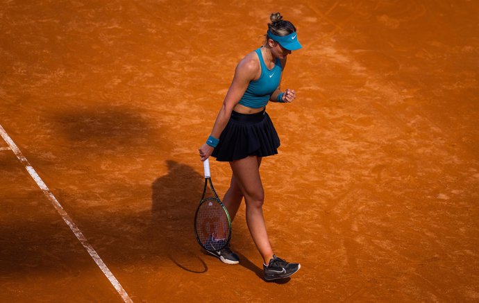 Paula Badosa of Spain in action during the third round of the 2023 Internazionali BNL dItalia WTA 1000 tennis tournament