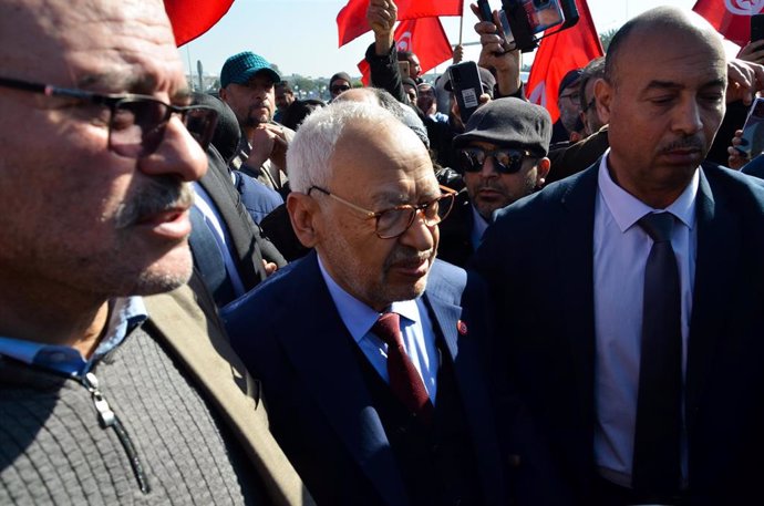 Archivo - El líder del principal partido de la oposición de Túnez, el movimiento islamista Ennahda, Rachid Ghanuchi