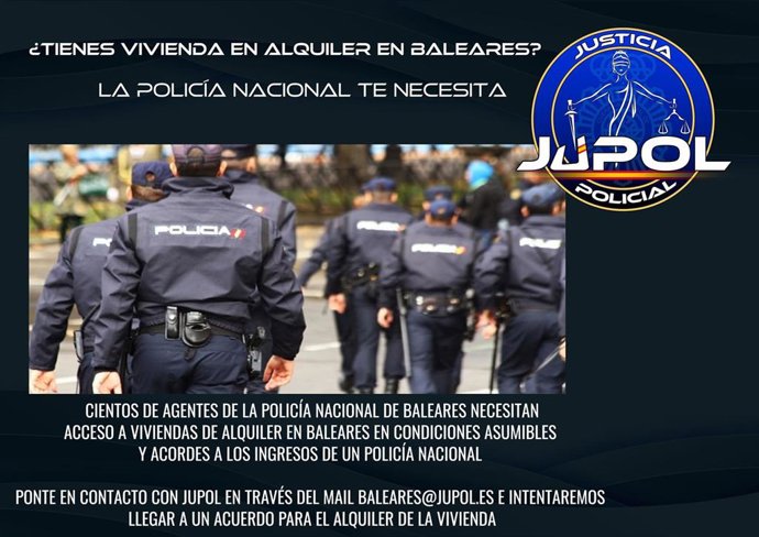 Cartel informativo de Jupol para reclamar acuerdos de precios con los propietarios de viviendas en Baleares.
