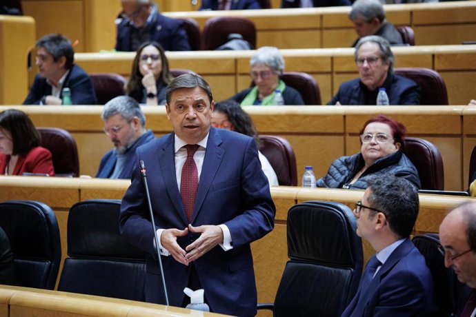 Archivo - El ministro de Agricultura, Pesca y Alimentación, Luis Planas, interviene durante una sesión de control al Gobierno en el Senado