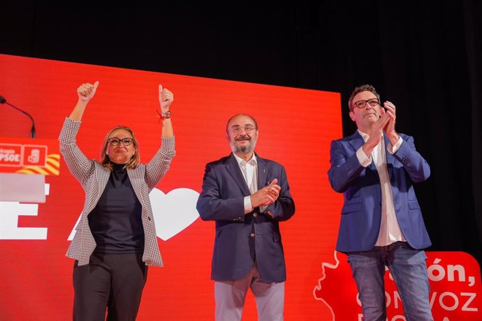 Mayte Pérez, Javier Lambán y Rafael Guía