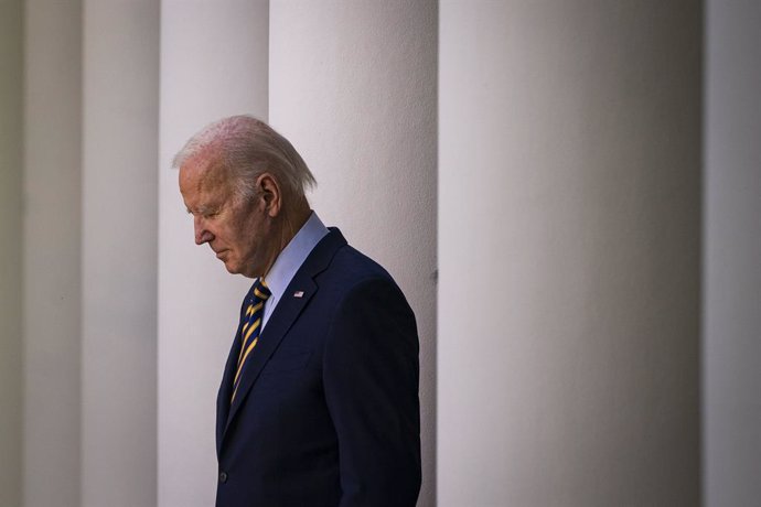 May 11, 2023, Washington, District of Columbia, USA: United States President Joe Biden arrives to speak in the Rose Garden of the White House in Washington, DC, US, on Thursday, May 11, 2023. The Biden administration announced a plan to adopt new buildi