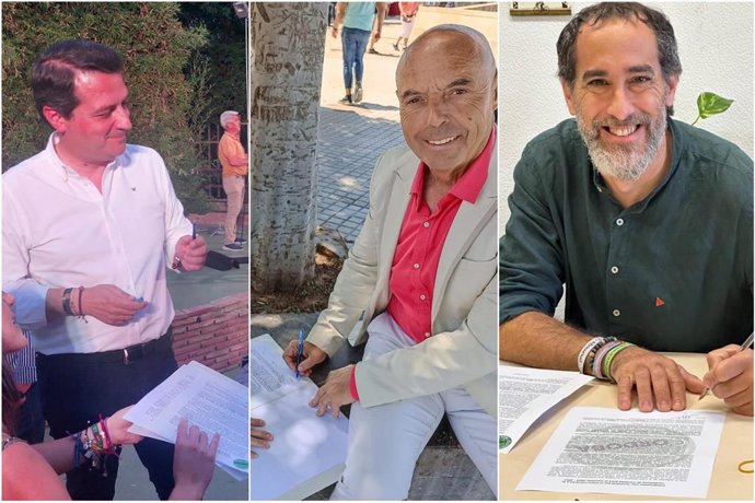 Los candidatos de PP, PSOE y Hacemos Córdoba a la Alcaldía de la ciudad.