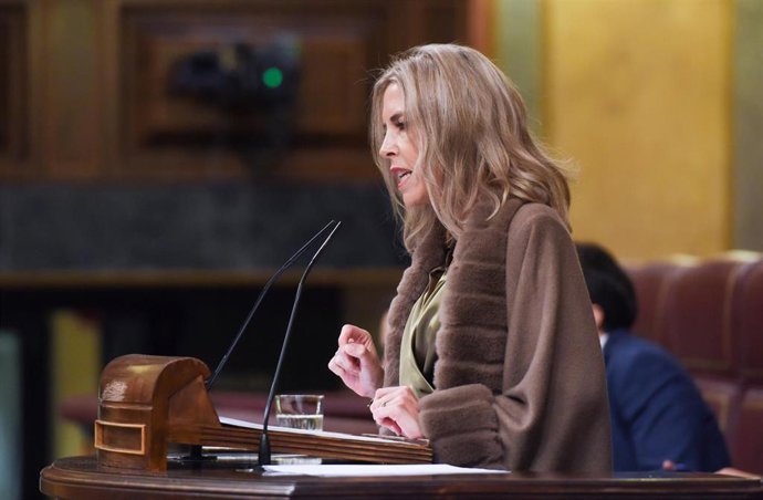 Archivo - La diputada de Vox María Teresa López Álvarez en una sesión plenaria en el Congreso de los Diputados.