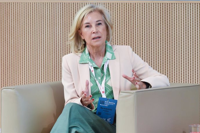 La consejera delegada de Bankinter, María Dolores Dancausa, durante la segunda jornada del 18 encuentro del sector bancario, a 17 de mayo de 2023, en Madrid (España).