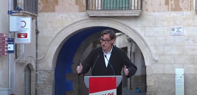 El primer secretario del PSC, Salvador Illa, en un acto en El Vendrell (Tarragona).