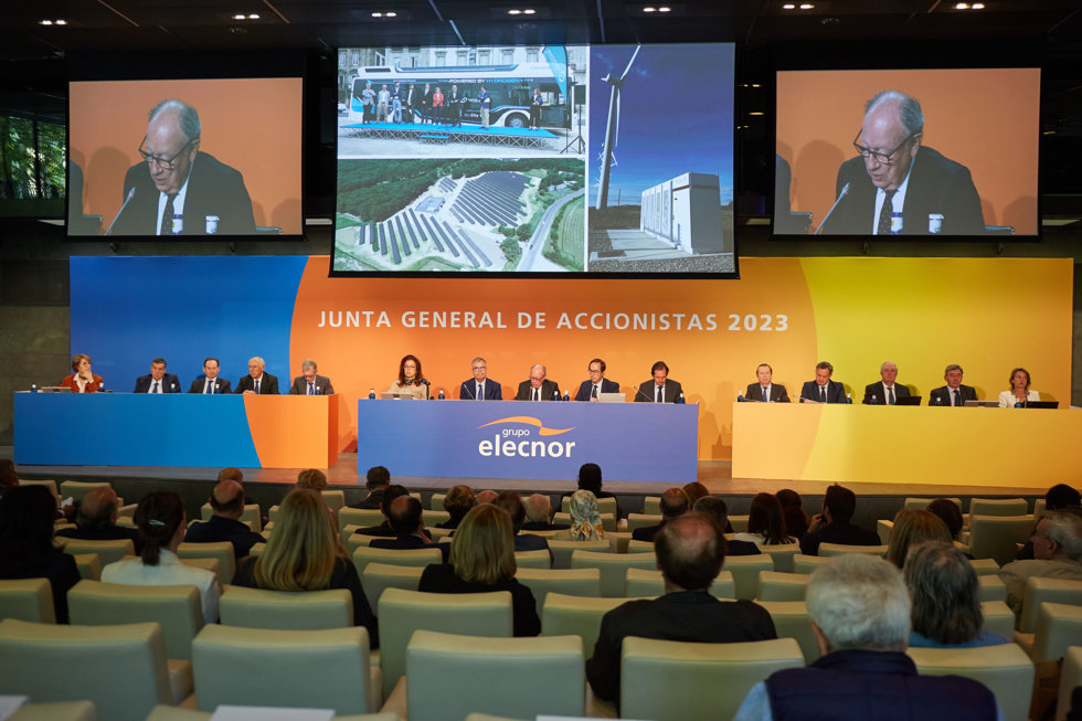Miembros del Consejo de Administración del Grupo Elecnor durante la celebración de la Junta General de Accionistas del ejercicio 2023