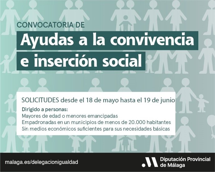 La Diputación abre el plazo para solicitar ayudas de convivencia e inserción social, dotadas con 850.000 euros