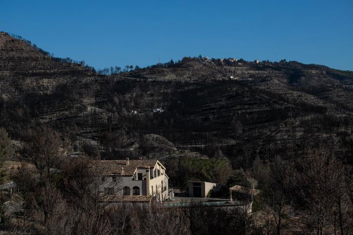 Archivo - Vista d'una carretera afectada per un incendi al Bages