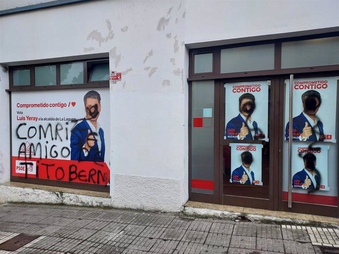 Actos vandálicos en la sede del PSOE de La Laguna