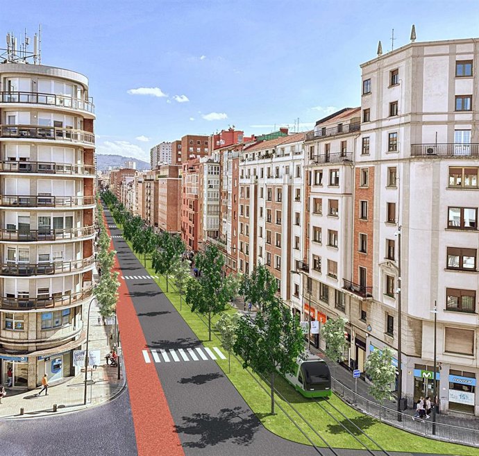 Infografía de la calle Autonomía semipeatonalizada.