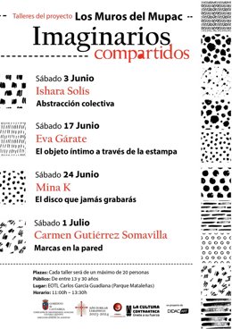 Cartel de los talleres del proyecto 'Los muros del MUPAC'.