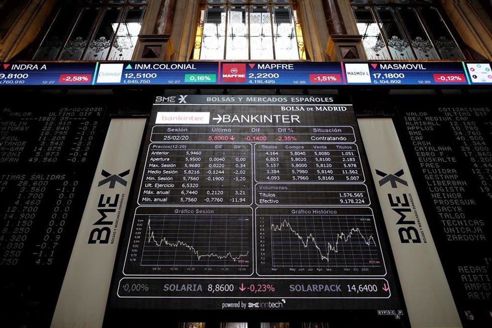 Archivo - Imagen de la cotización de las empresas del Ibex 35 en la Bolsa de Madrid