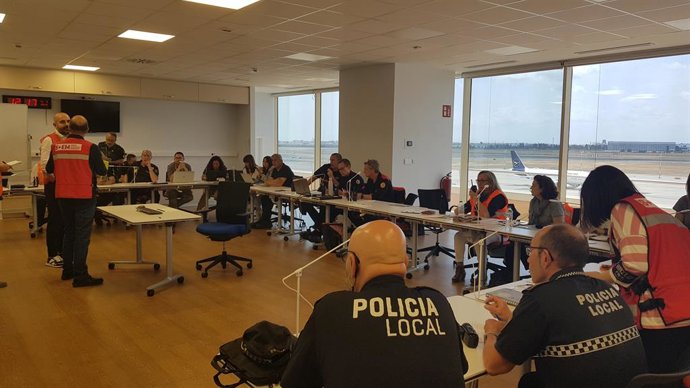 Sala de crisis en el simulacro