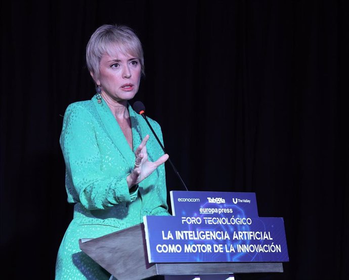 La secretaria de Estado de Digitalización e Inteligencia Artificial, Carme Artigas, interviene un evento de Europa Press Foro Tecnológico, en The Valley, a 17 de mayo de 2023, en Madrid (España).