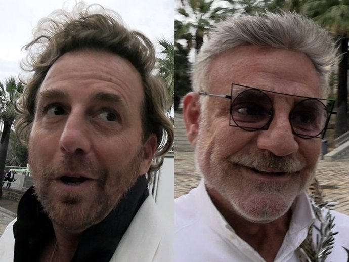 RAÚL PRIETO Y JOAQUÍN TORRES ANTES DE MONTARSE EN EL CRUCERO PARA COMENZAR SU PREBODA, EN SEVILLA.