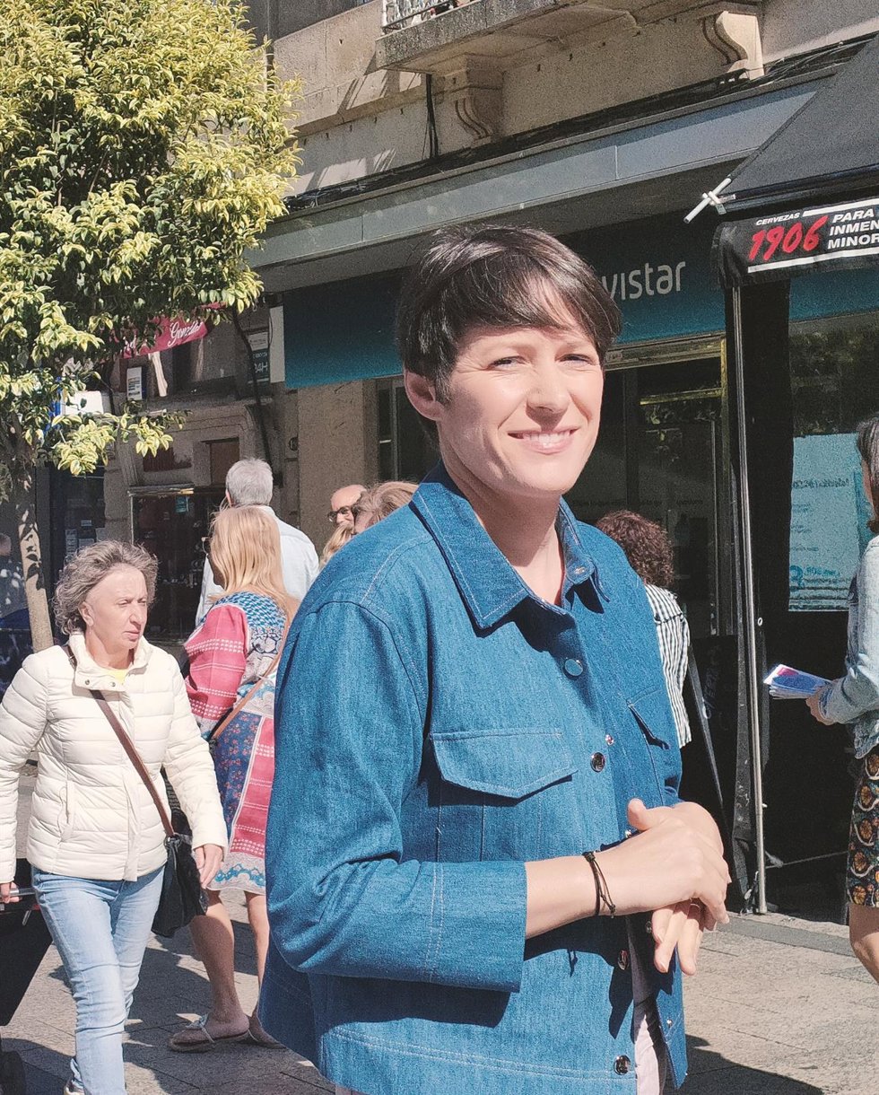 La portavoz nacional del BNG, Ana Pontón, en un acto en el barrio de O Calvario, en Vigo, el 19 de mayo de 2023.
