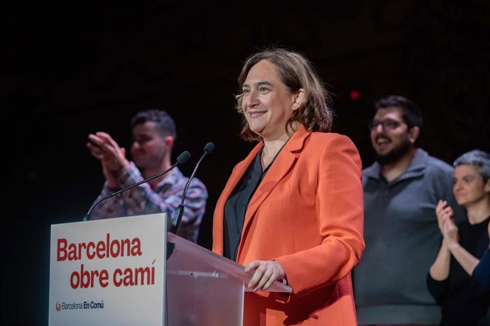 La alcaldesa de Barcelona y candidata a la reelección por Barcelona en Comú, Ada Colau, durante el acto de inicio de campaña de BComú, en la sala La Paloma, a 11 de mayo de 2023, en Barcelona, Catalunya (España). 