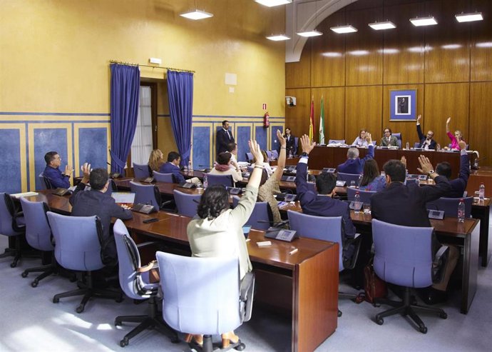 Votación del dictamen del proyecto de Ley de Función Pública de Andalucía en comisión del Parlamento andaluz.