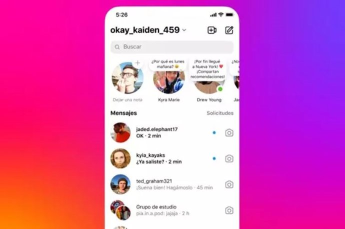 Interfaz de Instagram