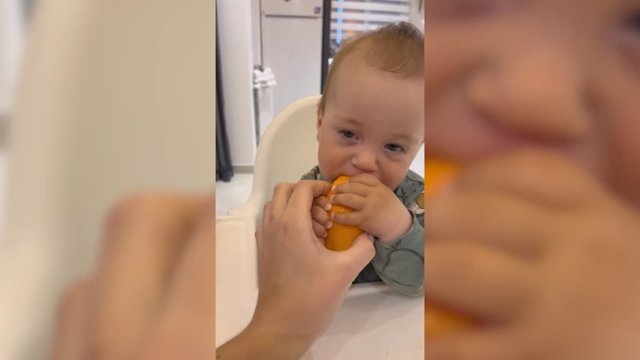 Archivo - Este bebé reacciona de forma escandalosa al probar diferentes frutas por primera vez