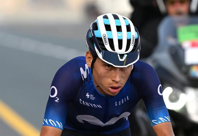 Archivo - El ciclista del Movistar Team Einer Rubio en el UAE Tour 2023