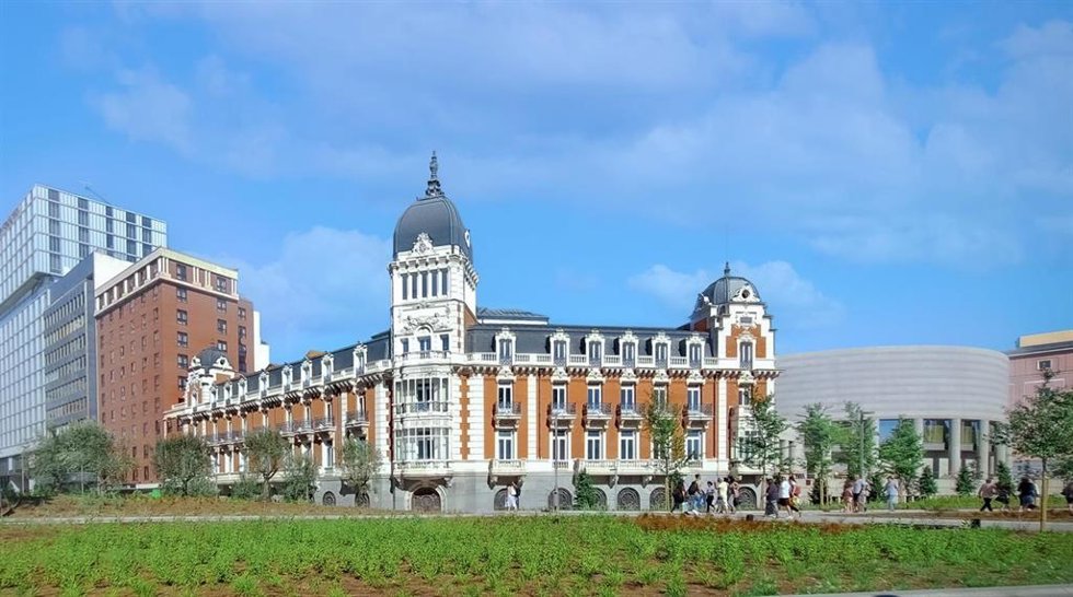 Fachada de la antigua seede de la Real Compañía Asturiana de Minas