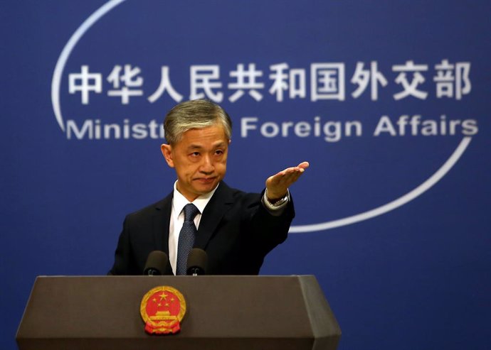 Archivo - September 14, 2020, BEIJING, CHINA: China's Foreign Ministry spokesperson Wang Wenbin holds a press conference for both domestic and international journalists in Beijing on Monday, September 14, 2020.  Wang lashed out at the U.S. for its inter