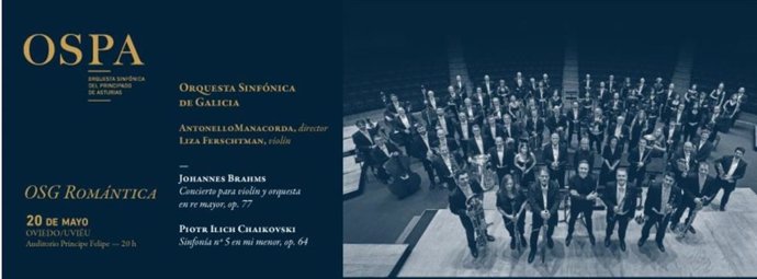 Cartel del concierto de la Orquesta Sinfónica de Galicia en Asturias.