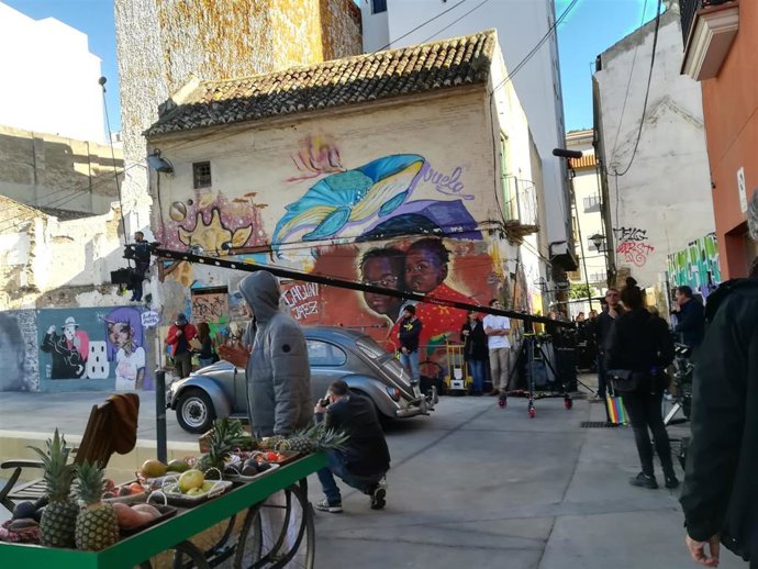 Archivo - Imagen de archivo del rodaje de una serie en Málaga