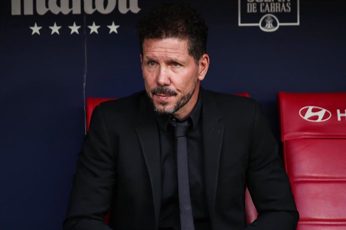 Diego Pablo Simeone, head coach of Atletico de Madrid, looks on during the Spanish League, La Liga Santander, football match played between Atletico de Madrid and RCD Mallorca at Civitas Metropolitano stadium on April 26, 2023, in Madrid, Spain.