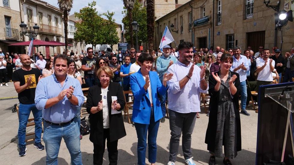 La portavoz nacional del BNG, Ana Pontón, en un acto de campaña electoral en Verín