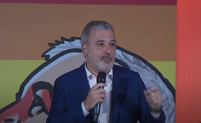 El candidato del PSC a la alcaldía de Barcelona, Jaume Collboni, en un acto en Barcelona.