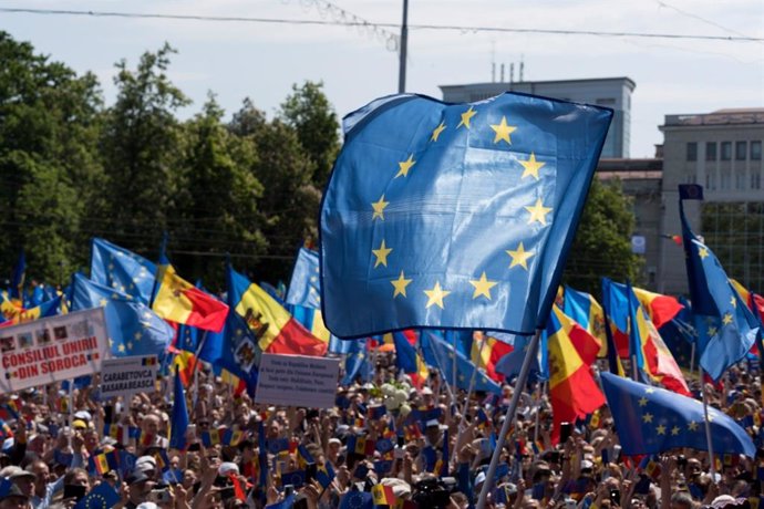 Manifestación a favor de la UE en Chisinau, Moldavia