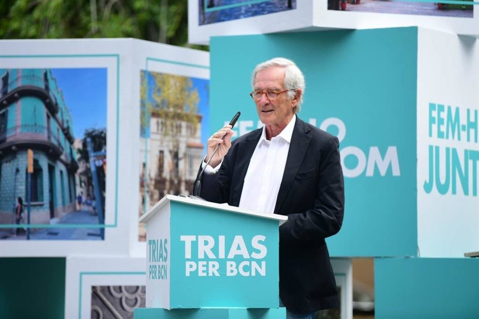 El candidato de Junts a la alcaldía de Barcelona, Xavier Trias, en un acto este domingo en el distrito barcelonés de Sant Andreu.