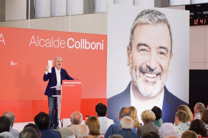 El candidato del PSC a la alcaldía de Barcelona, Jaume Collboni, en un acto en Barcelona.