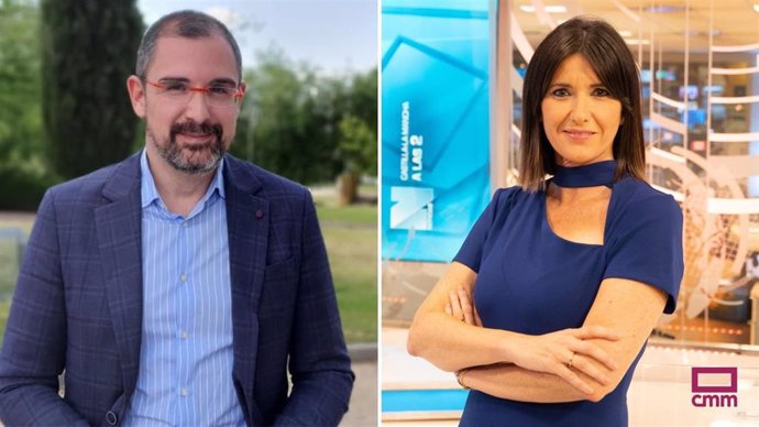 El director de Radio Castilla-La Mancha, Óscar García, y la presentadora de 'Castilla-La Mancha a las 2', Sonia Trigueros