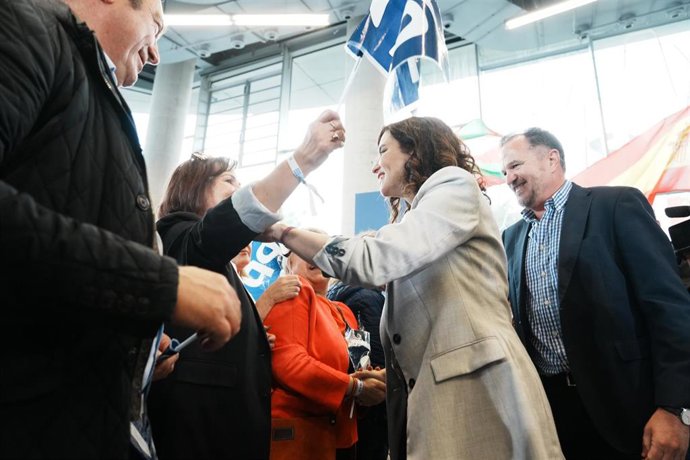 La presidenta de la Comunidad de Madrid y candidata del PP a la reelección, Isabel Díaz Ayuso,durante un acto de campaña del Partido Popular, en Euskalduna Bilbao, a 19 de mayo de 2023. Archivo.