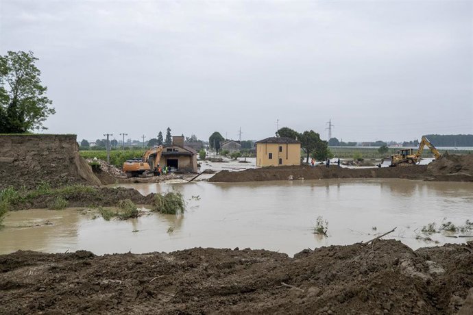 Zona anegada por las lluvias en Emilia Romaña