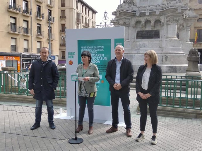 Acto de EH Bildu este lunes en Pamplona.