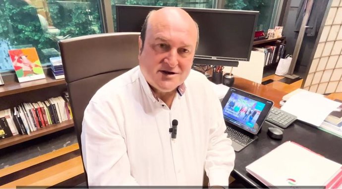 El presidente del PNV, Andoni Ortuzar, en el vídeo difundido a través de redes sociales