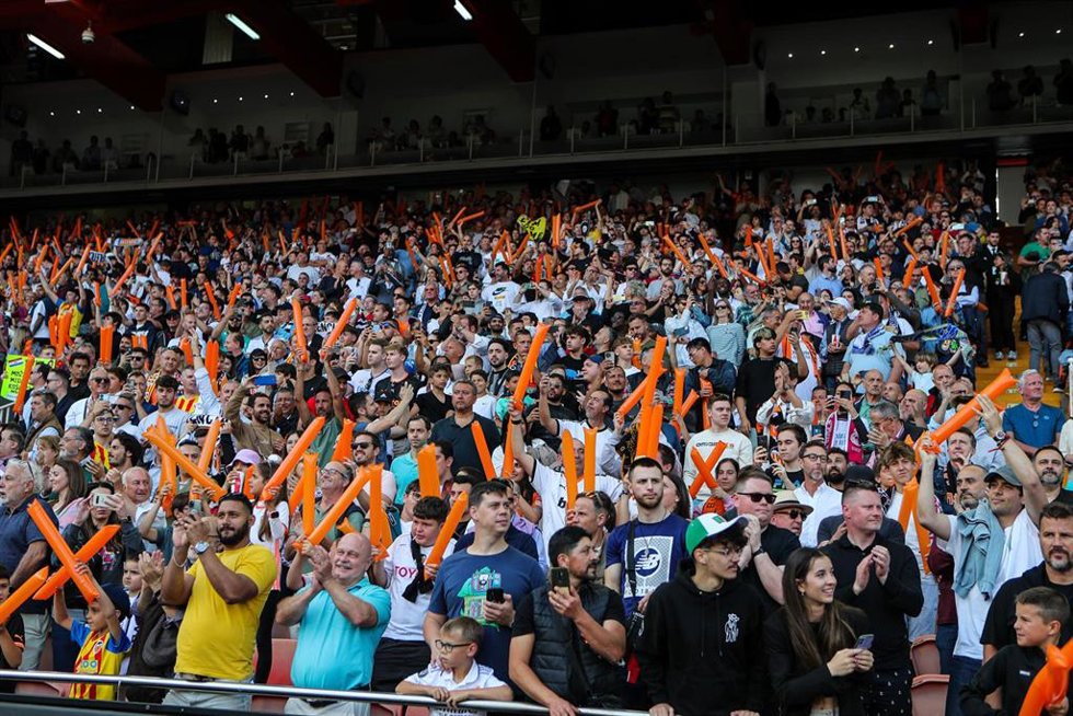 Fans of Valencia CF during the spanish league, La Liga Santander, football match played between Valencia CF and Real Madrid at Mestalla stadium on May 21, 2023, in Valencia, Spain.