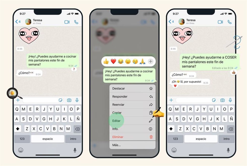 Edición de mensajes en WhatsApp