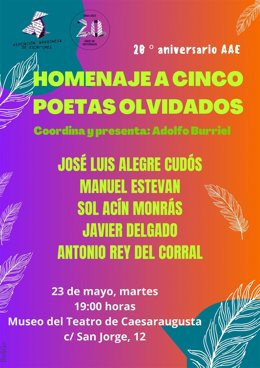 La Asociación Aragonesa de Escritores celebra su XX aniversario con un homenaje a cinco poetas olvidados