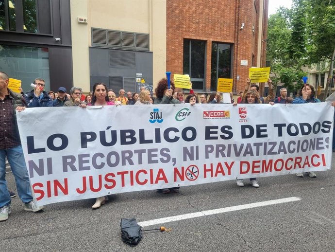 Protesta de funcionarios de justicia en huelga. El lunes 22 de mayo de 2023.